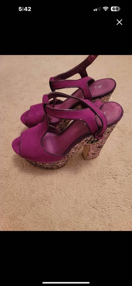 Aldo Purple Sparkly Platform Heels - Size 8 - photo 2