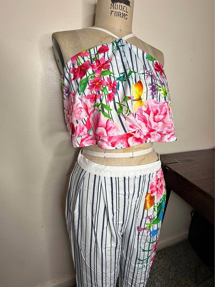 Floral Set - Palazzo Pants & Crop Top