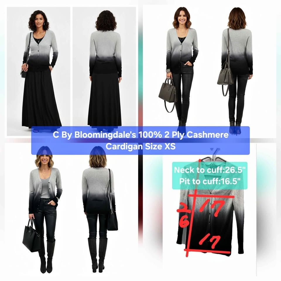 🏆 C by Bloomingdale's 100% Two-Ply Cashmere Cardigan Size XS