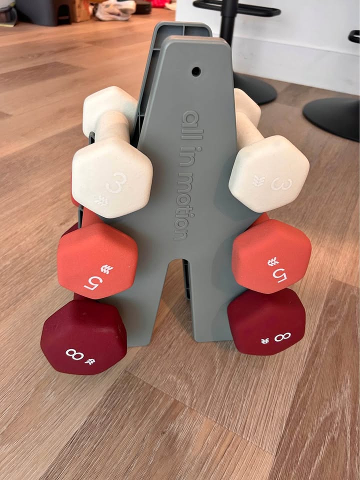 Set of weights and rack
