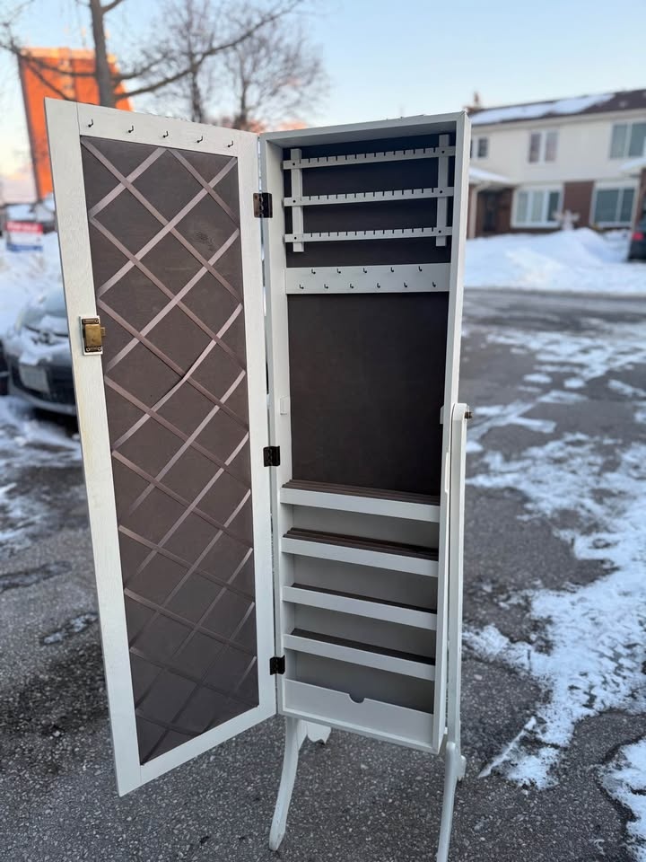 White Jewelry Armoire with Mirror - photo 4