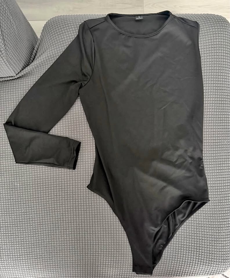 Women's Black One Shoulder Backless Long Sleeve Bodysuit - Size