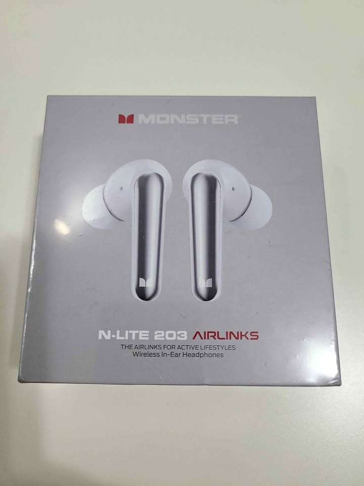 NEW Monster N-Lite 203 AirLinks Wireless Earbuds - White