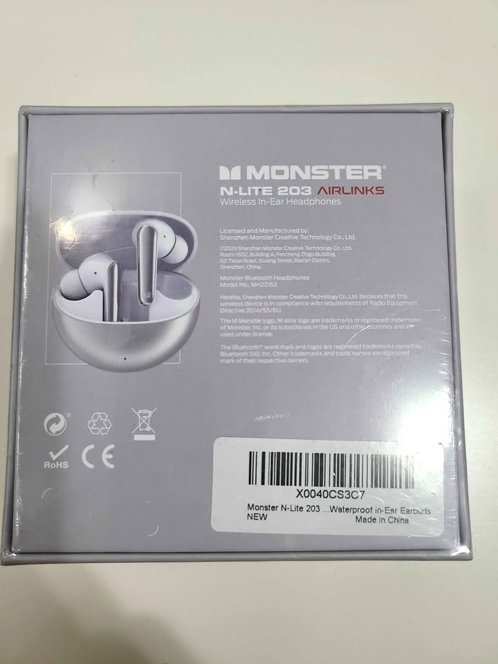NEW Monster N-Lite 203 AirLinks Wireless Earbuds - White - photo 3