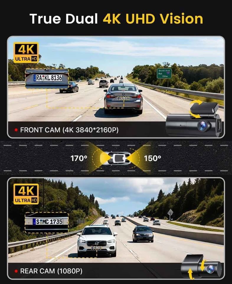 GKU D600 Dash Cam Front/Rear 4K+1080P - photo 3
