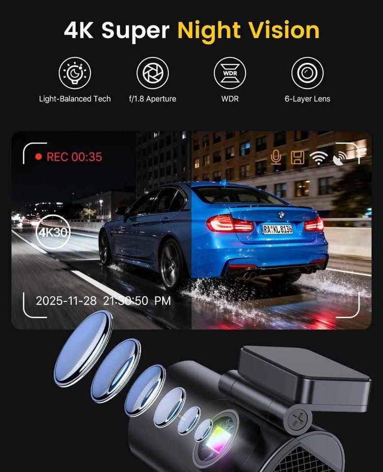 GKU D600 Dash Cam Front/Rear 4K+1080P - photo 5
