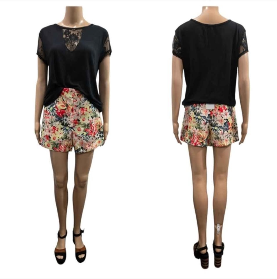 🏆  Verie 100% Linen High-Rise Floral Shorts Size XS - photo 3