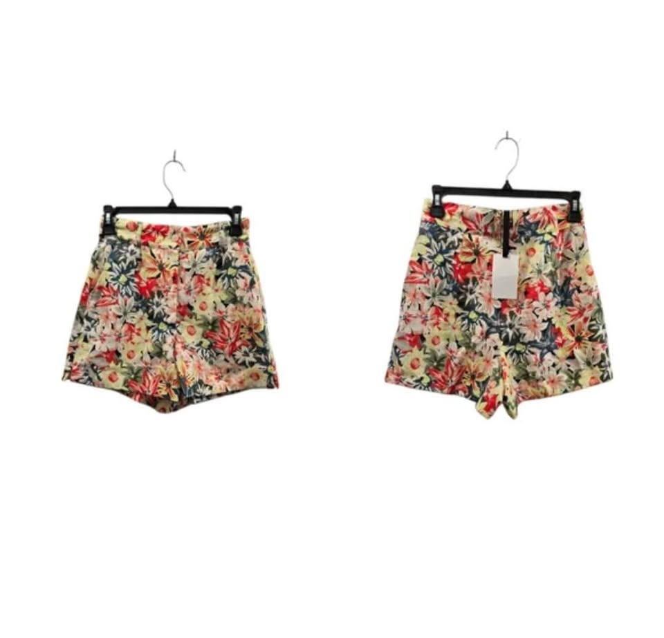 🏆  Verie 100% Linen High-Rise Floral Shorts Size XS - photo 5
