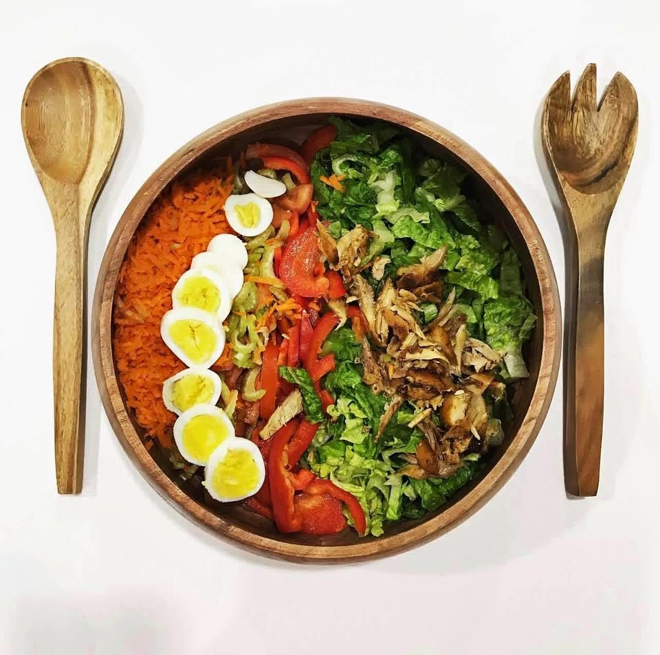 Huge Mahogany Salad Bowl and Utensils