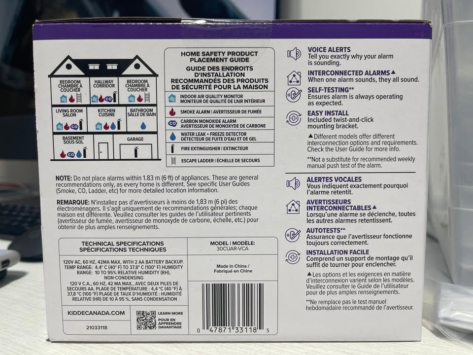 Kidde Hardwired Smoke & CO Alarm w/ Voice Alert (3-Pack) - photo 2