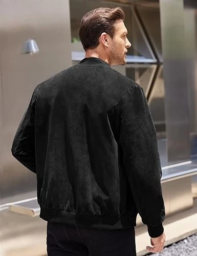 COOFANDY Men's Casual Varsity Jacket Vintage Lightweight Suede B - photo 2