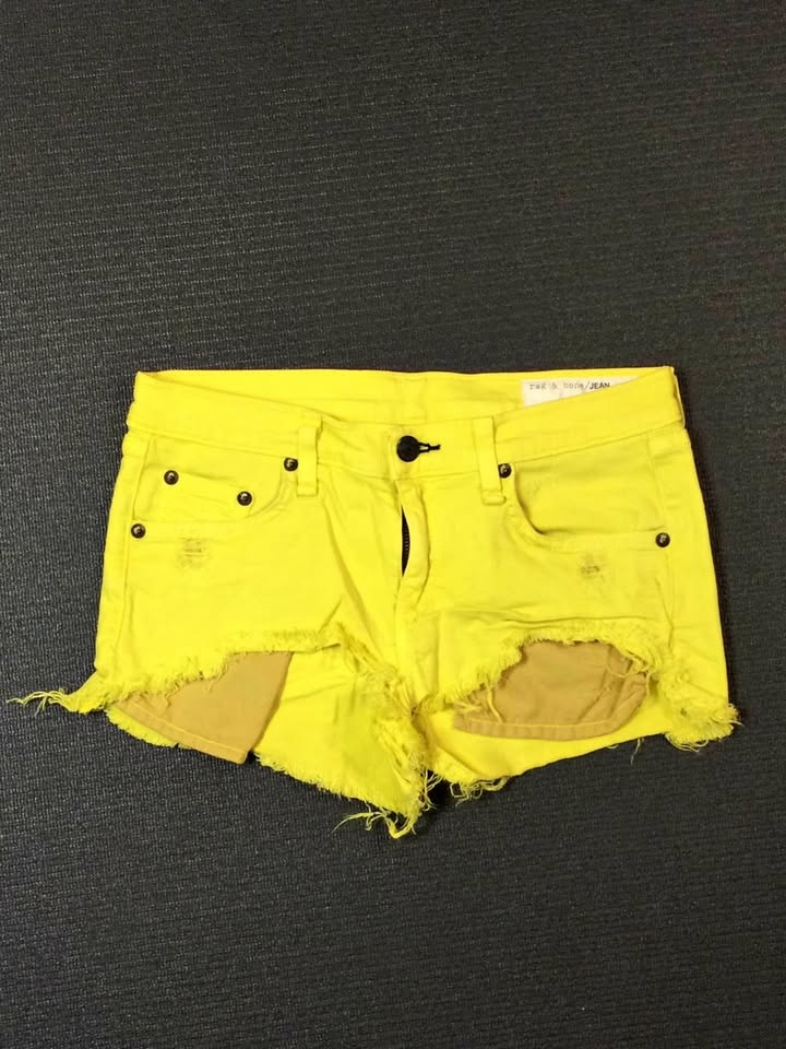 Rag and bone neon distressed denim shorts, Sz 25