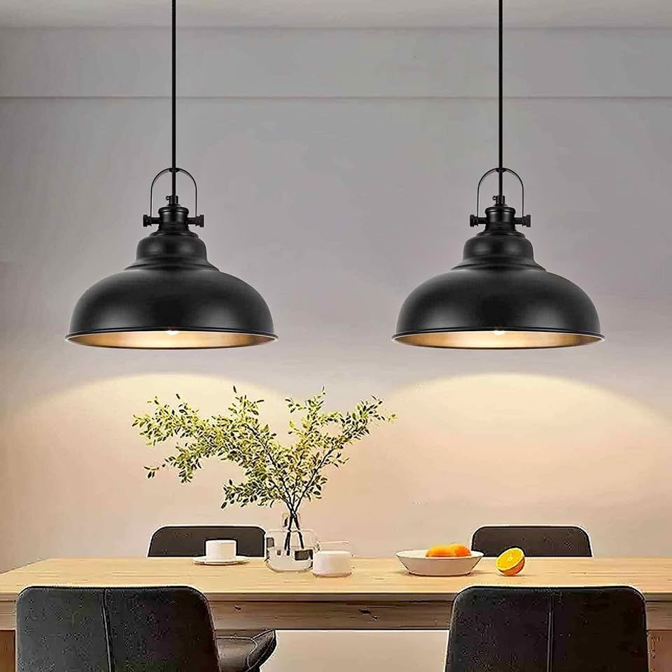 GUIHUALOVE Black Pendant Lights (2 Pack)