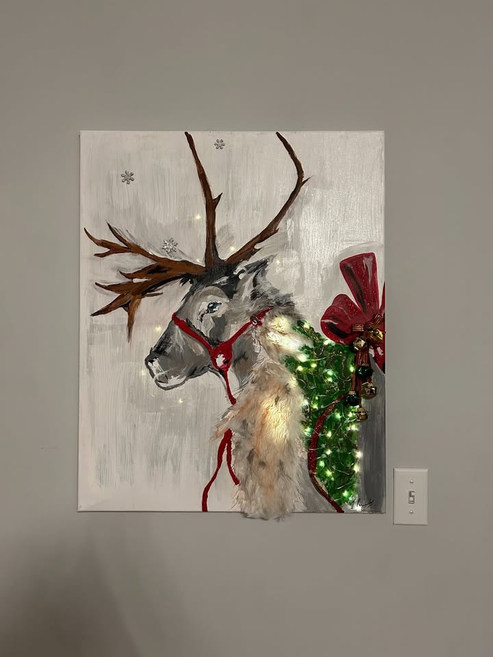 Reindeer Christmas Art (HAND painted)