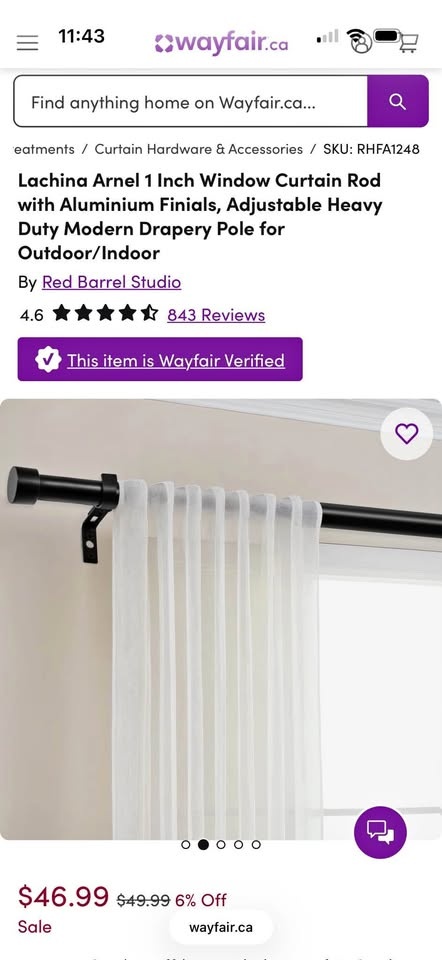 Adjustable Curtain Rod 32-72"