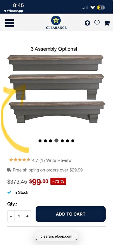Wood Mantel Shelf