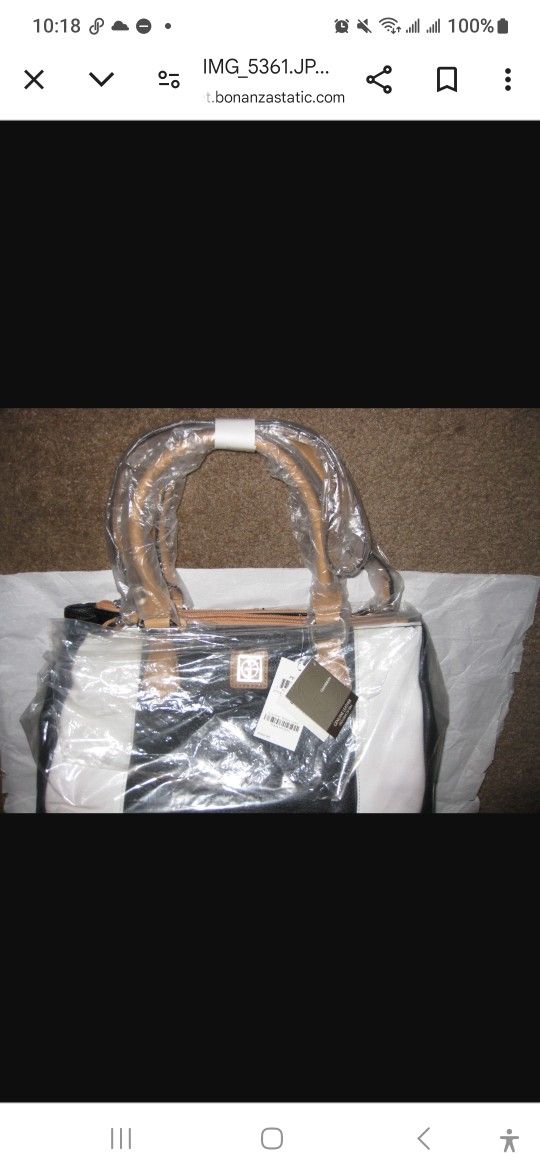 NEW Tag Giani Bernini❤️ Leather Shoulderbag Tote Purse Black Tan
