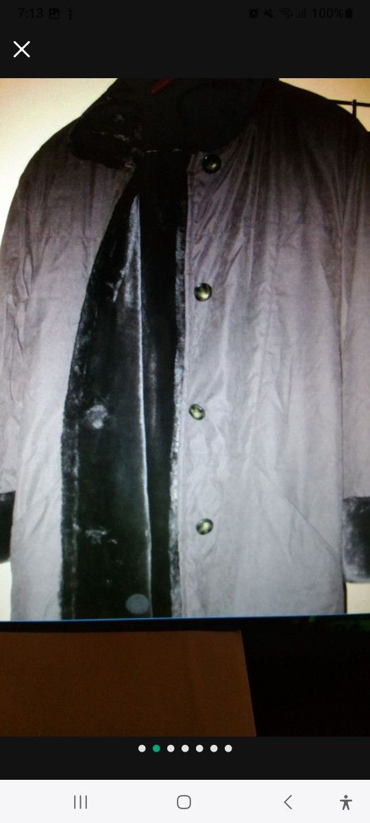 NEW LONG Large XL COAT, FUR TRIM CUFFS & LINING, WATER REPELLENT - photo 5