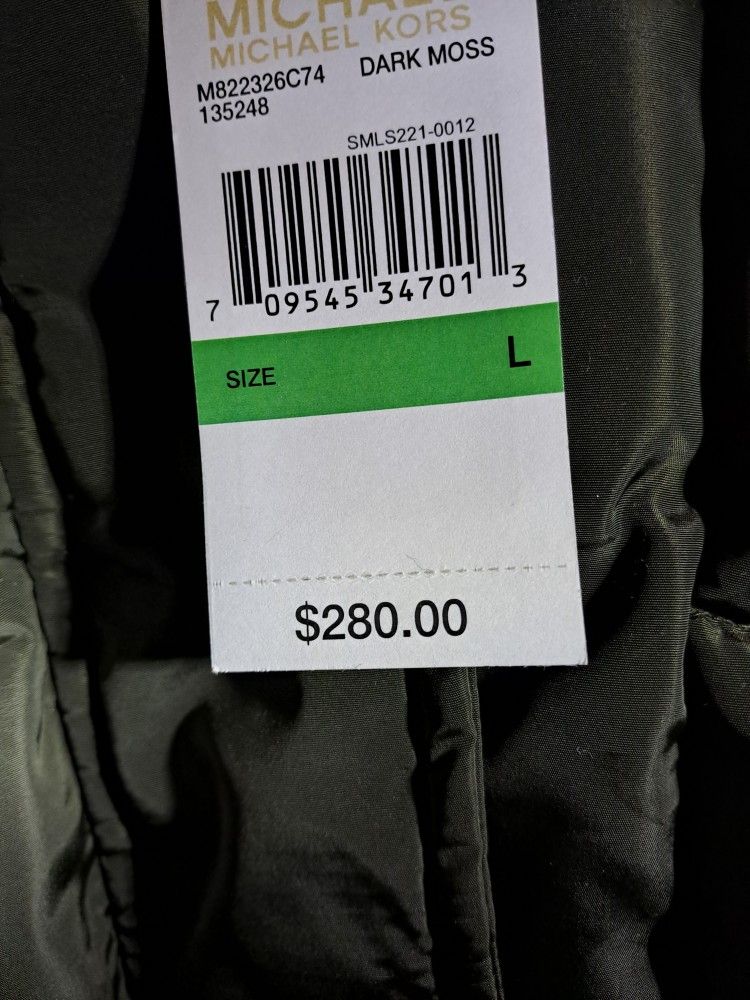 Michael Kors Hooded NEW Down 12 14 Large Med Coat Green Puffer - photo 4