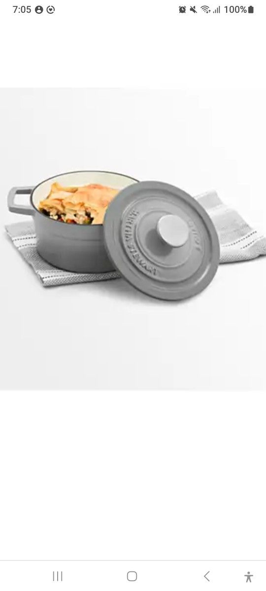 2 QT Martha Stewart Cast Iron Pot, Gray, New, High offer