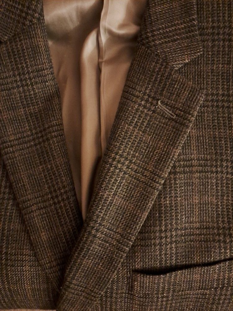 Ralph Lauren Wool Suit Jacket- 42L 40 Plaid Brown/Tan MENS NEW