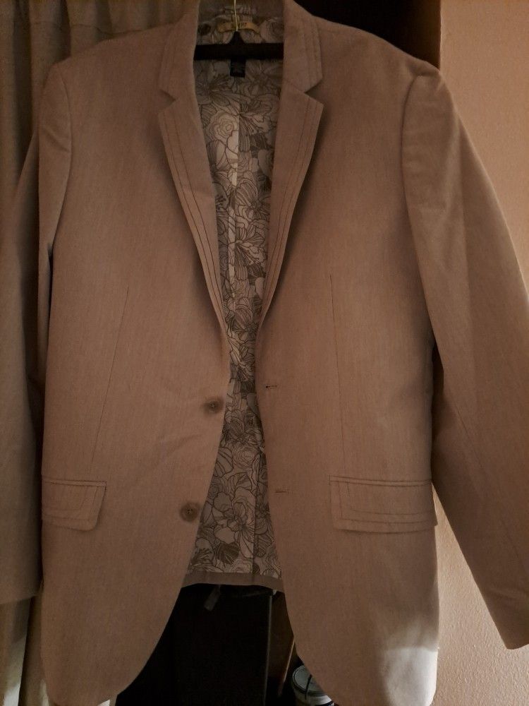 SUIT JACKET, NEW BLAZER 44 42 XL Slim, INC INTERN'L Beige, Mens