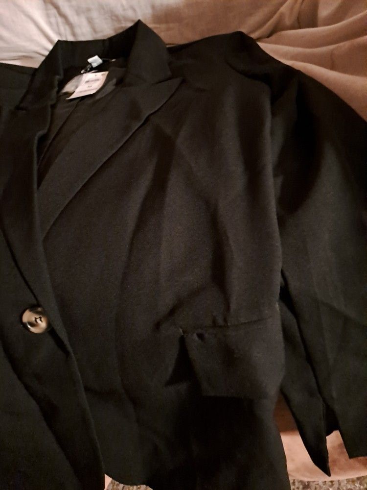 New Black Suit Jacket Boyfriend Style Long, L-XL 12 14 16 WOMEN - photo 2