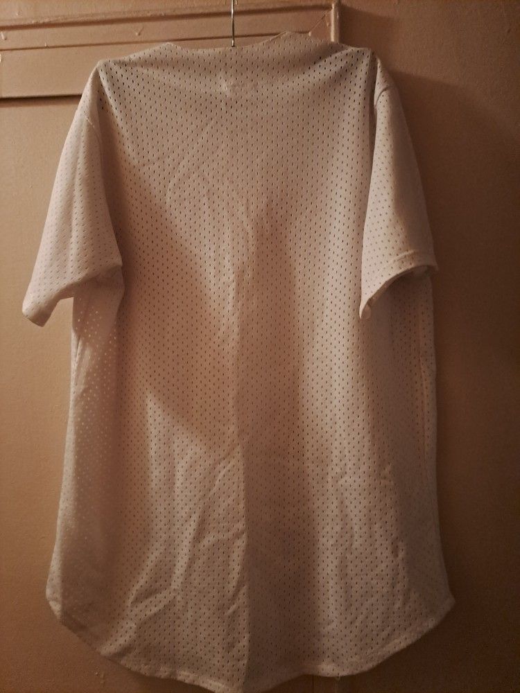 NEW YORK Jersey-style Baseball Shirt, Mens XL, L White w/ Red - photo 2