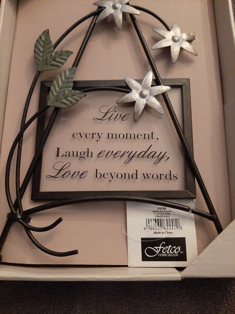 NEW IN BOX LAUGH LOVE WALL PLAQUE, DARK BROWN, SILVER - photo 2