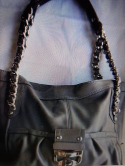 New Gray Leather Shoulder Bag Purse by B. Makowsky