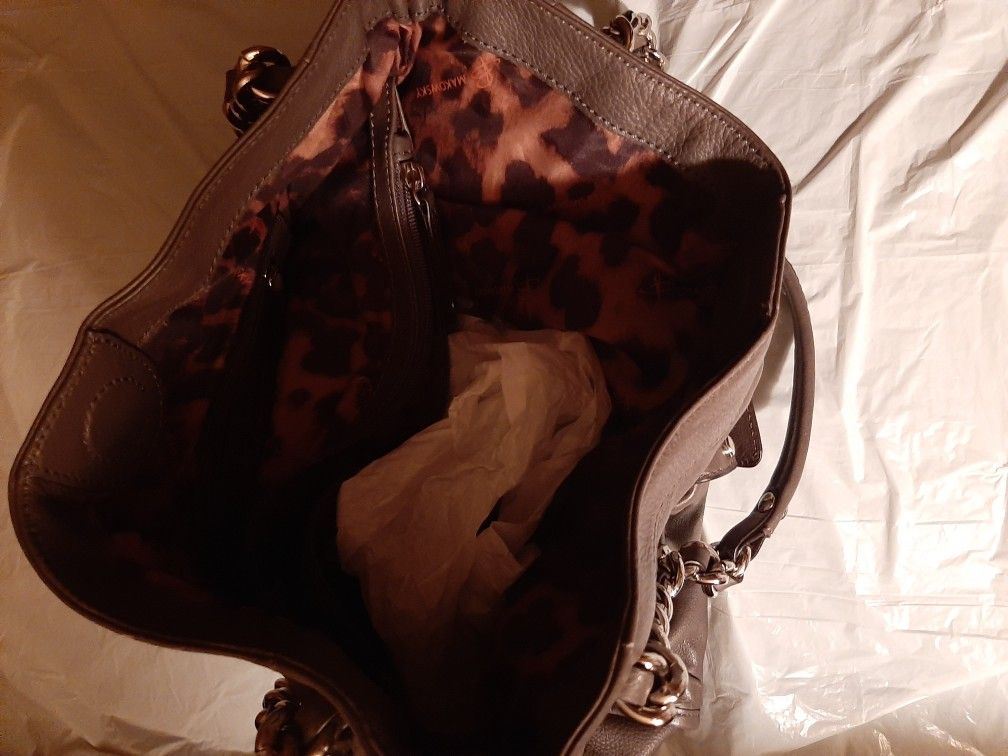 New Gray Leather Shoulder Bag Purse by B. Makowsky - photo 3
