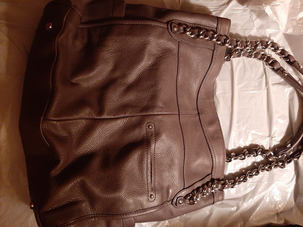 New Gray Leather Shoulder Bag Purse by B. Makowsky - photo 5