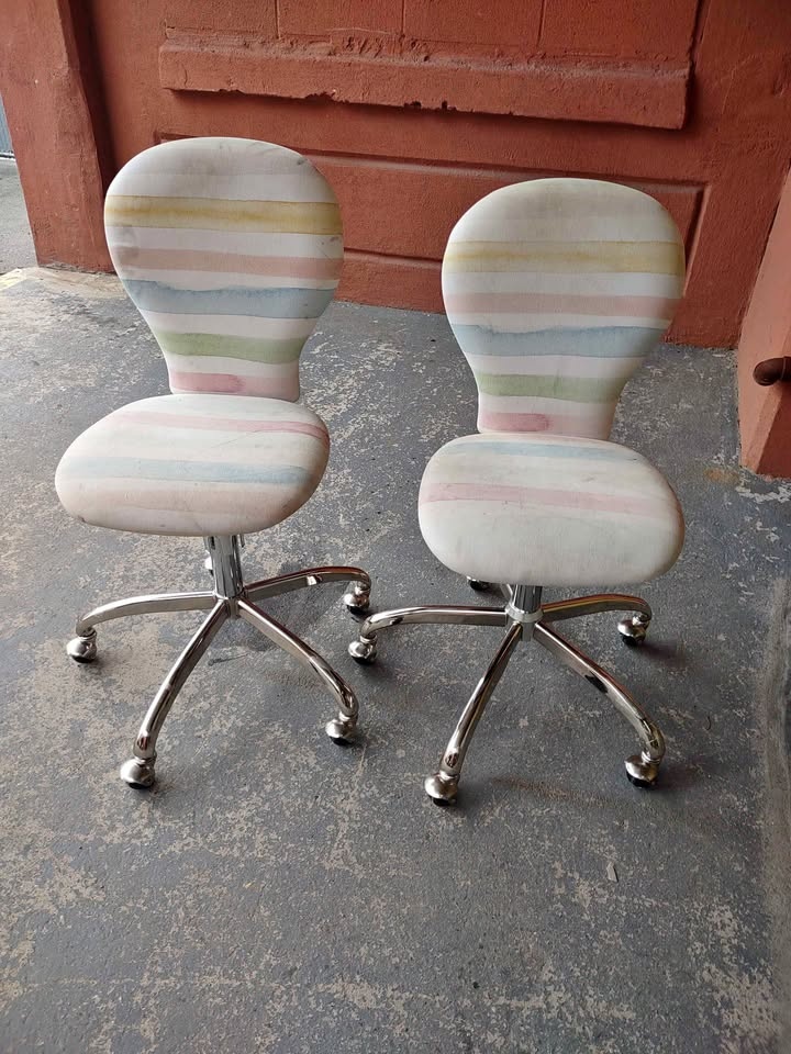 2 William Sonoma Kids Round Upholstered Chairs