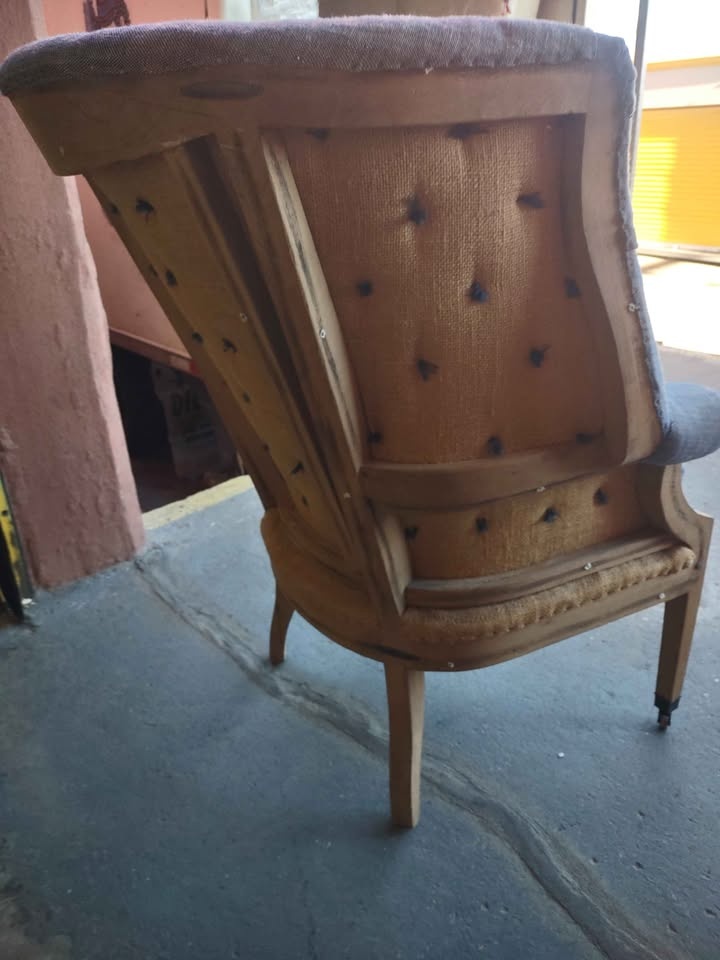 Vintage RH Deconstructed Tufted Wingback Chairs - Blue - photo 5