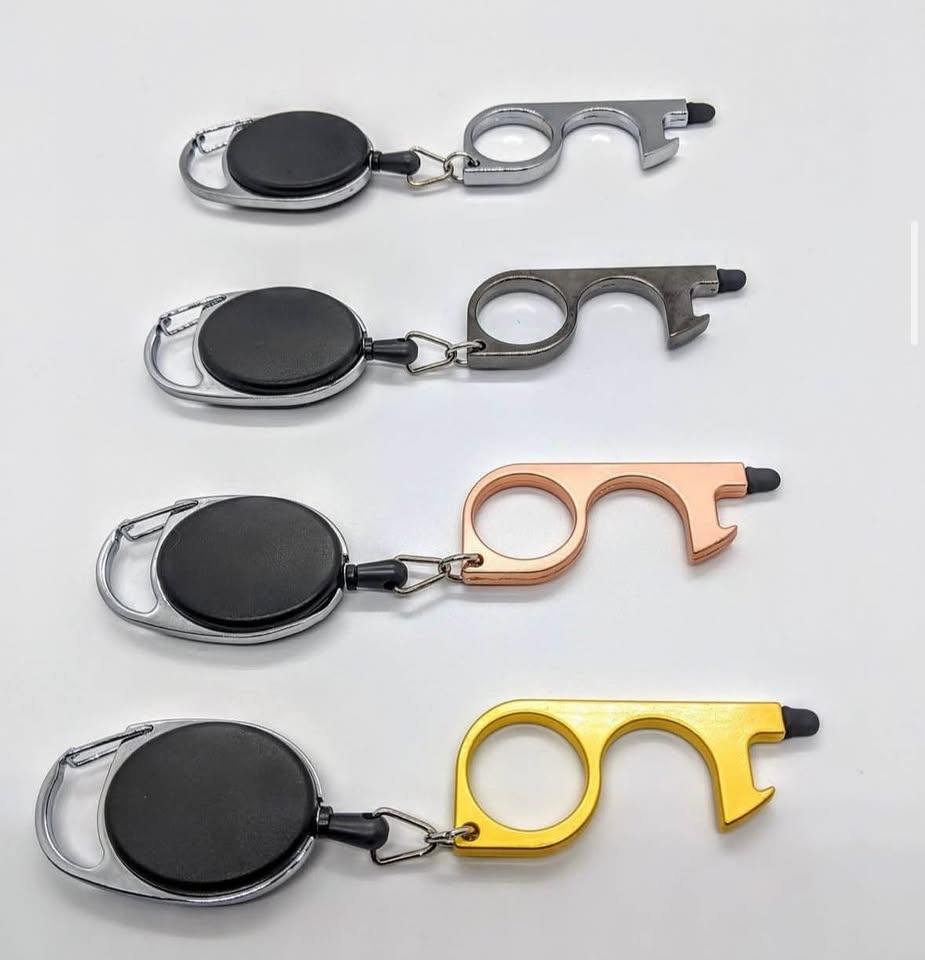 Contactless Retractable Keychain Bottle Opener Stylus Tool - photo 2