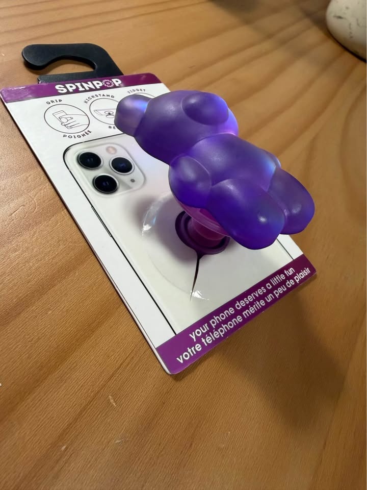 SpinPop Frosted Iridescent Purple Bear Phone Grip - photo 2