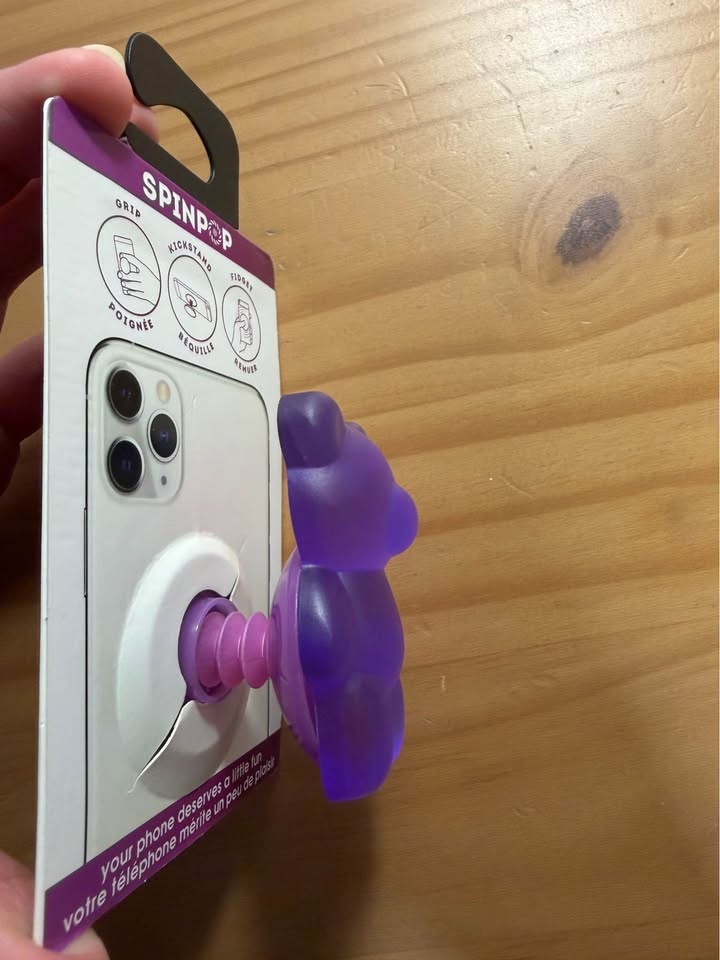 SpinPop Frosted Iridescent Purple Bear Phone Grip - photo 3