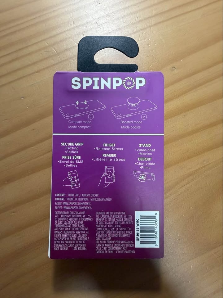 SpinPop Frosted Iridescent Purple Bear Phone Grip - photo 4