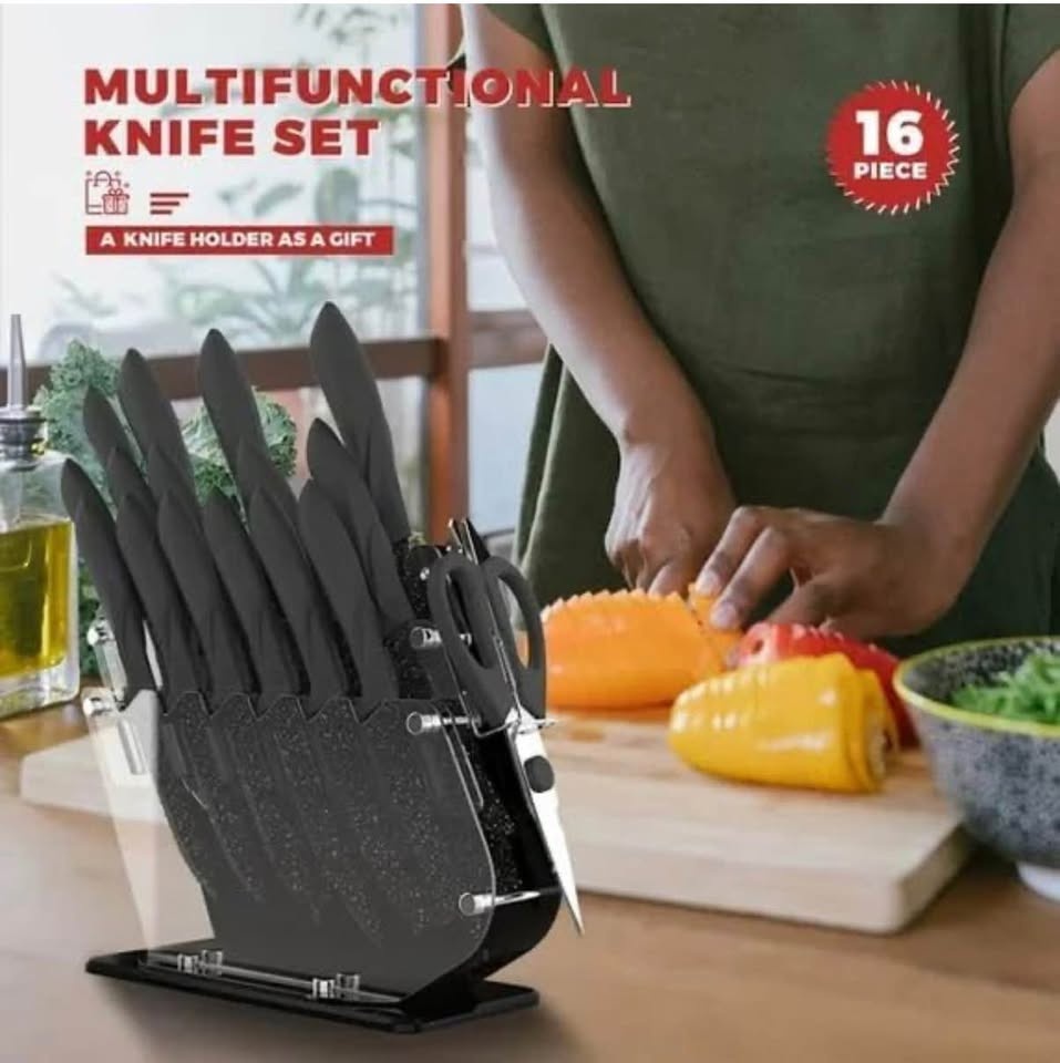 Premium 16-Piece Kitchen Knife Set with Acrylic Stand - photo 3