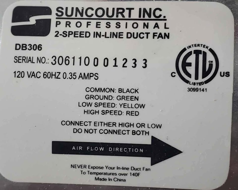 New Corded 120V 2 speed 6" in line duct fan - photo 3