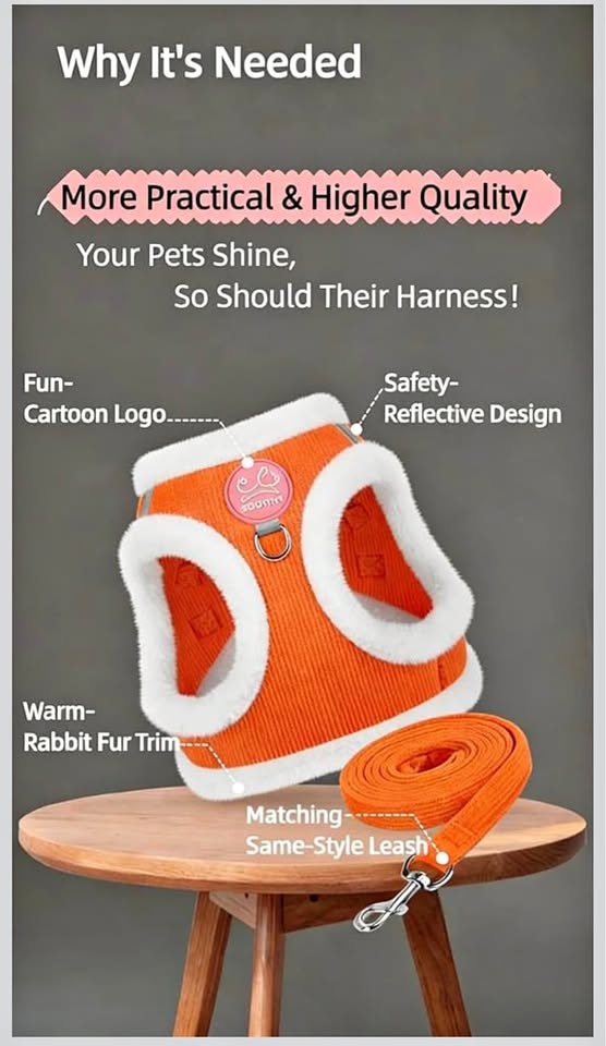 Dog Harness & Leash Set – No Pull, Warm Plush (New) - photo 2