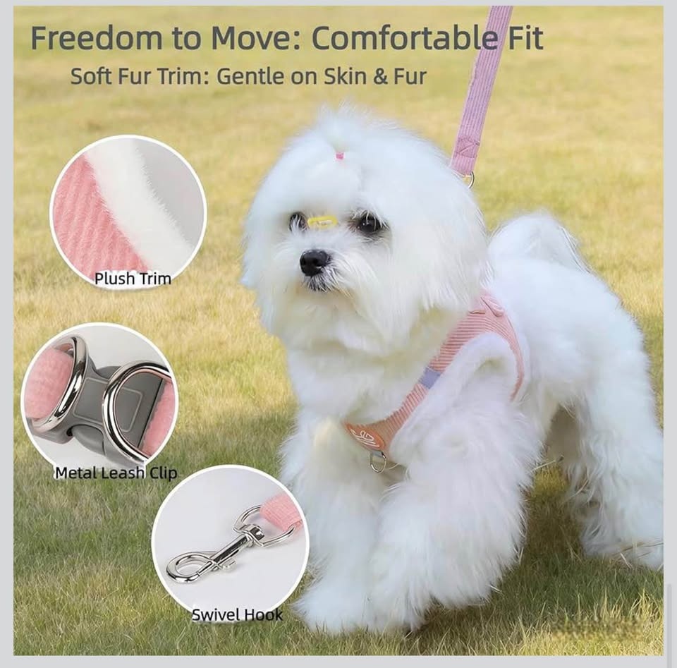 Dog Harness & Leash Set – No Pull, Warm Plush (New)