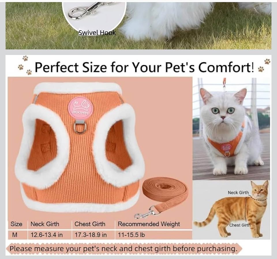 Dog Harness & Leash Set – No Pull, Warm Plush (New) - photo 3