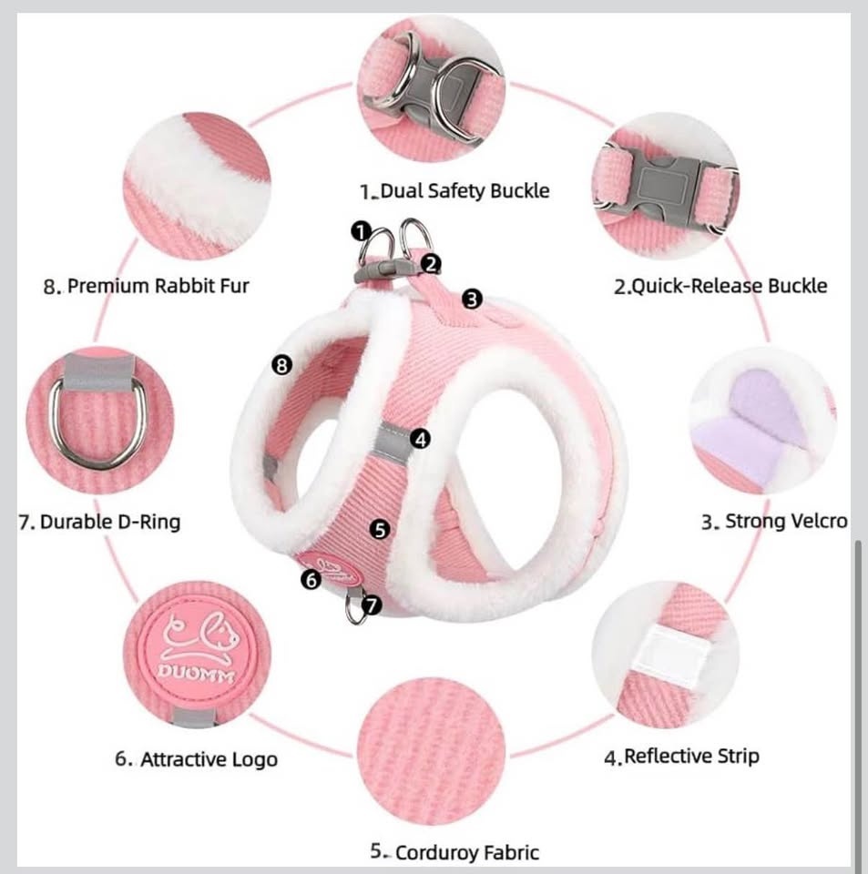 Dog Harness & Leash Set – No Pull, Warm Plush (New) - photo 5