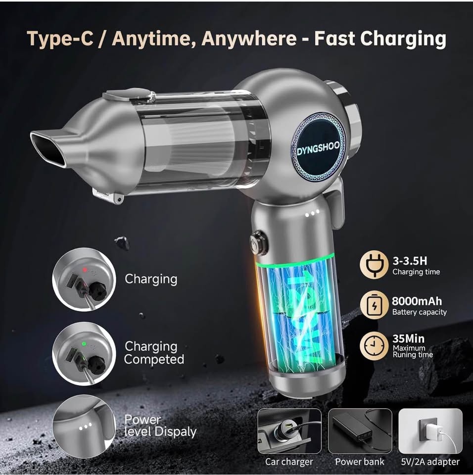 Portable Handheld Car Vacuum – 25000Pa Cordless (New) - photo 3