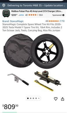 Complete Spare Wheel Tire Kit Fits 2020-2025 Tesla Model Y - photo 2