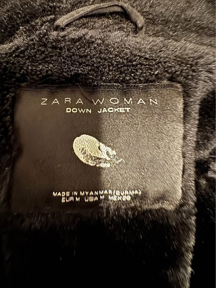 Zara Black Down Hooded Puffer Jacket Size M - photo 5