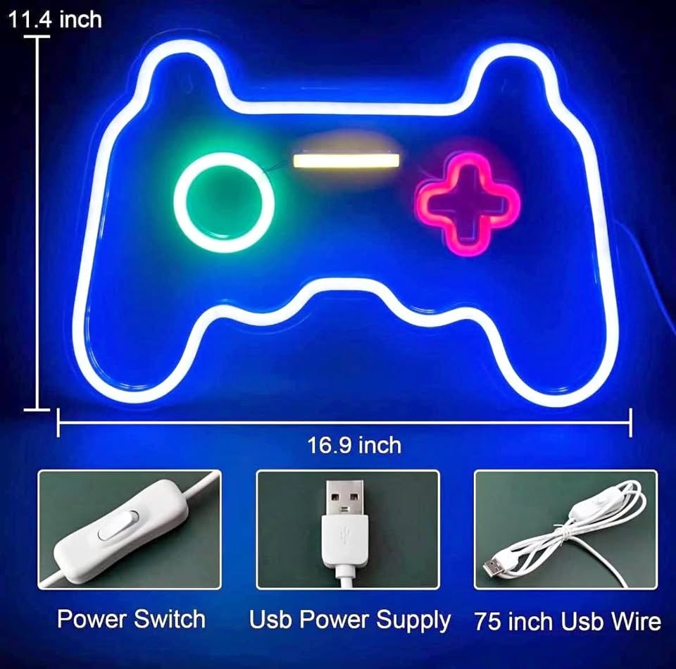 Neon Game Controller Light Gaming Room Decor - photo 2