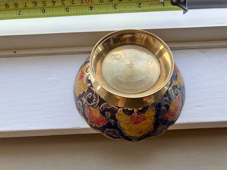 Colorful Enamel Peacock Brass Dish