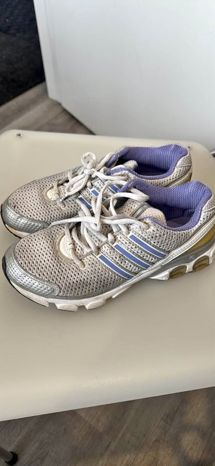 Adidas Running Shoes White Silver Blue Purple Size 7